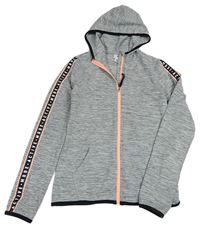 Šedá melírovaná sportovní propínací mikina s kapucí H&M