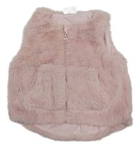 Růžová kožešinová podšitá vesta