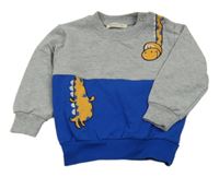 Šedo-safírová mikina s dinosaurem