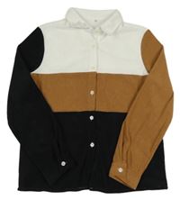 Bílo-hnědo-černá žebrovaná halenka