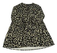 Pískovo-černé šaty s leopardím vzorem