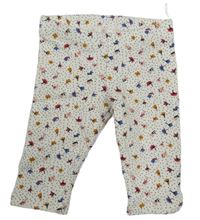 Bílé puntíkaté teplé legíny s květy