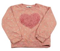 Starorůžová květovaná mikina se srdcem C&A