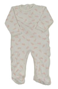 Bílý sametový overal s mraky Vertbaudet