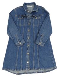 Modré riflové propínací košilové šaty Zara