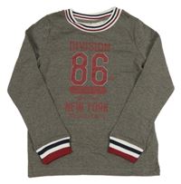 Tmavošedá melírovaná mikina s číslem a nápisem Name it