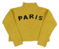 Hořčicový chlupatý crop svetr s nápisem Primark