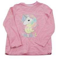 Růžová fleecová mikina s jednorožcem Primark