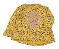 Okrové květované triko se zvířaty Kiki&Koko