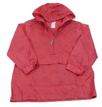 Malinová šusťáková bunda s kapucí