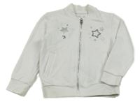 Bílá propínací mikina s hvězdami a flitry