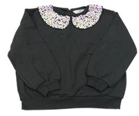 Antracitová mikina s límečkem s flitry H&M