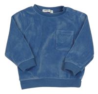 Modrá plyšová mikina s kapsou Sinsay