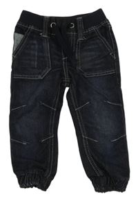 Tmavomodré cuff rifle s úpletovým pasem Lupilu