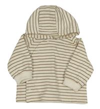 Krémovo-hnědá pruhovaná propínací mikina s kapucí M&S