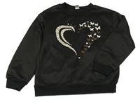 Černá mikina se srdcem s motýly