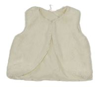 Smetanová kožešinová podšitá vesta