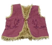 Vínová manšestrová zateplená vesta s výšivkami Alive