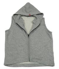 Šedá melírovaná tepláková propínací vesta s kapucí TCM