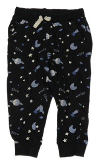 Černé tepláky s planetami a hvězdami H&M