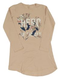 Pudrová noční košile s květinami a nápisem Name it