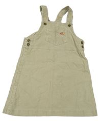 Béžové manšestrové laclové šaty s výšivkou