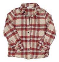 Béžovo-červeno-modrá kostkovaná flanelová košile M&S