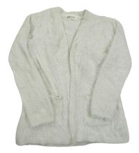 Bílý chlupatý svetrový cardigán H&M