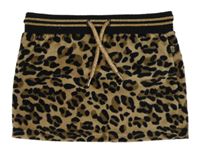 Hnědo-černá plyšová chino sukně s leopardím vzorem Europe Kids