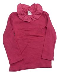 Růžové žebrované triko s madeirovým límcem F&F