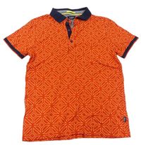 Červeno-oranžové vzorované polo tričko Baker