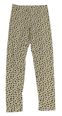 Smetanovo-černé leopardí legíny H&M