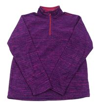 Fialovo-růžová melírovaná funkční fleecová mikina Decathlon