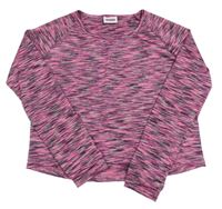 Růžovo-černé melírované sportovní crop triko Yigga