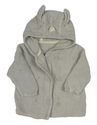 Šedý lehký svetr s kapucí s oušky Mothercare