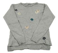 Šedý svetr s korálky 