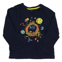 Tmavomodré triko s potiskem Primark