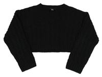 Černý vzorovaný crop svetr New Look