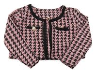 Růžovo-černé vzorované bolerko s gombíky 