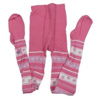 Růžovo-bílé pruhované punčocháče 