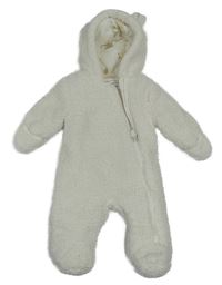 Bílá huňatá podšitá kombinéza s kapucí Primark