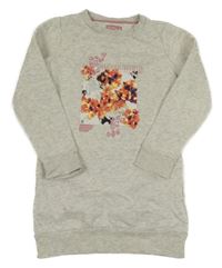 Šedé melírované teplákové šaty s potiskem 