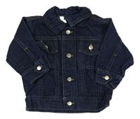 Tmavomodrá riflová bunda s kapsami 