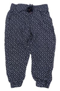 Tmavomodro-modré vzorované lehké kalhoty H&M