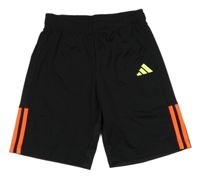 Černé sportovní kraťasy s oranžovými pruhy a logem Adidas