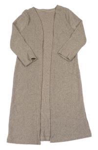 Béžový žebrovaný úpletový cardigan shein