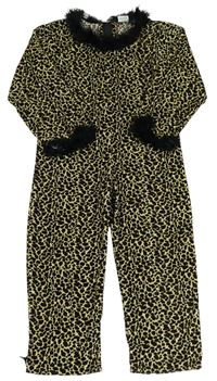 Kostým - Krémovo-hnědo-černý overal s leopardím vzorem - kočka