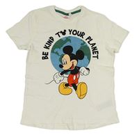 Bílé tričko s Mickeym a planetou 