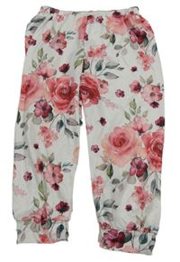 Bílo-růžové květované tepláky 