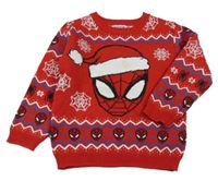 Červeno-bílo-modrý vzorovaný svetr se Spidermanem Primark